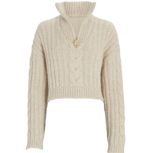 RARE Nanushka Evie Half-Zip Cable Knit Sweater - Picture 7 of 11